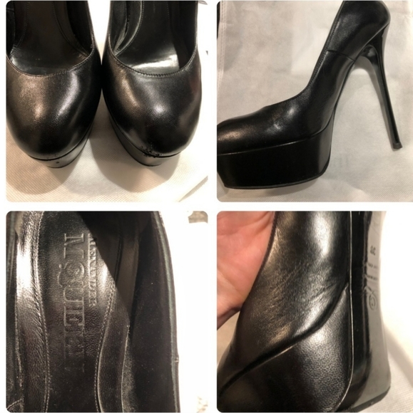 ALEXANDER MCQUEEN Black Leather Platform Stilettos - Picture 14 of 14